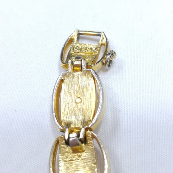 Vintage BSK Floral Bracelet, Gold Tone, 1950s Jewelry - Picture 6 of 10